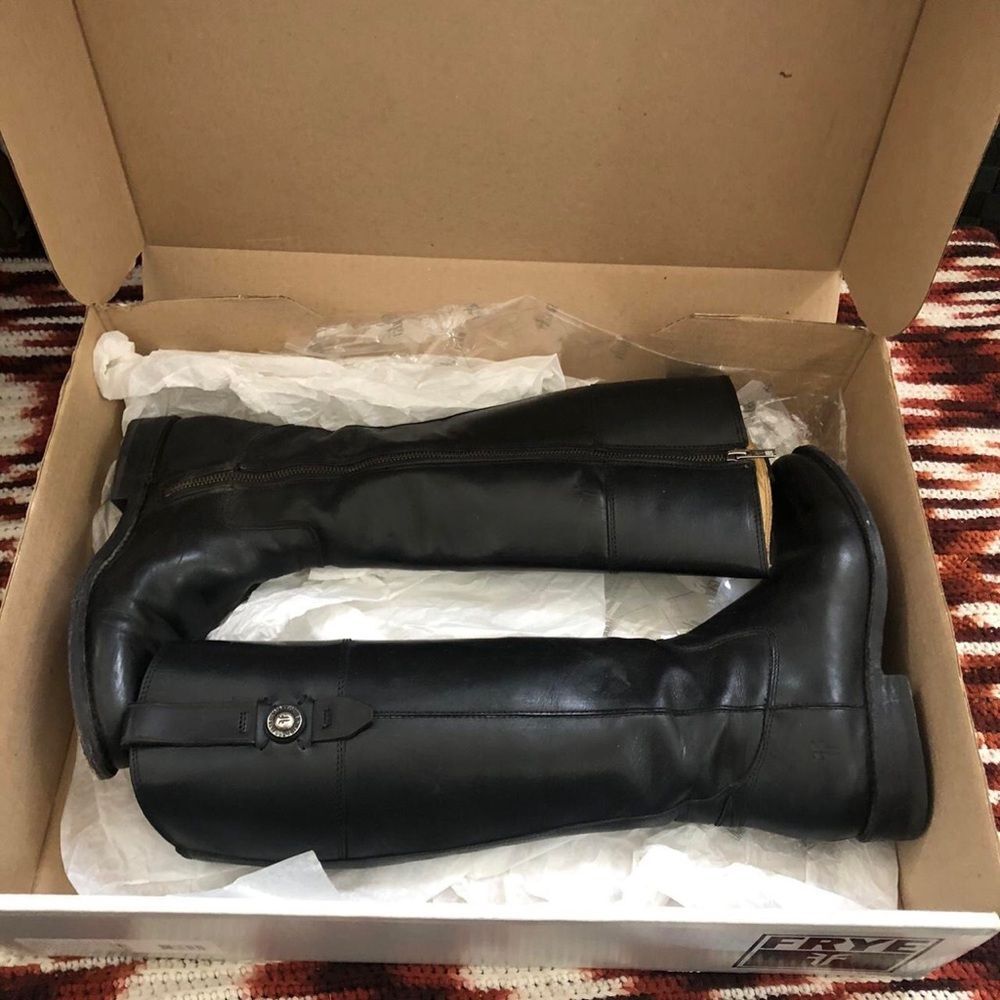 FRYE Jayden Button Tall Knee High Black Leather Campus Equestrian Riding Boots